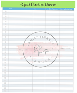 Repeat Purchase Planner