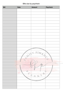 Paycheck to Paycheck Printable Planner