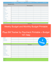 Weekly and Monthly Budget Printout